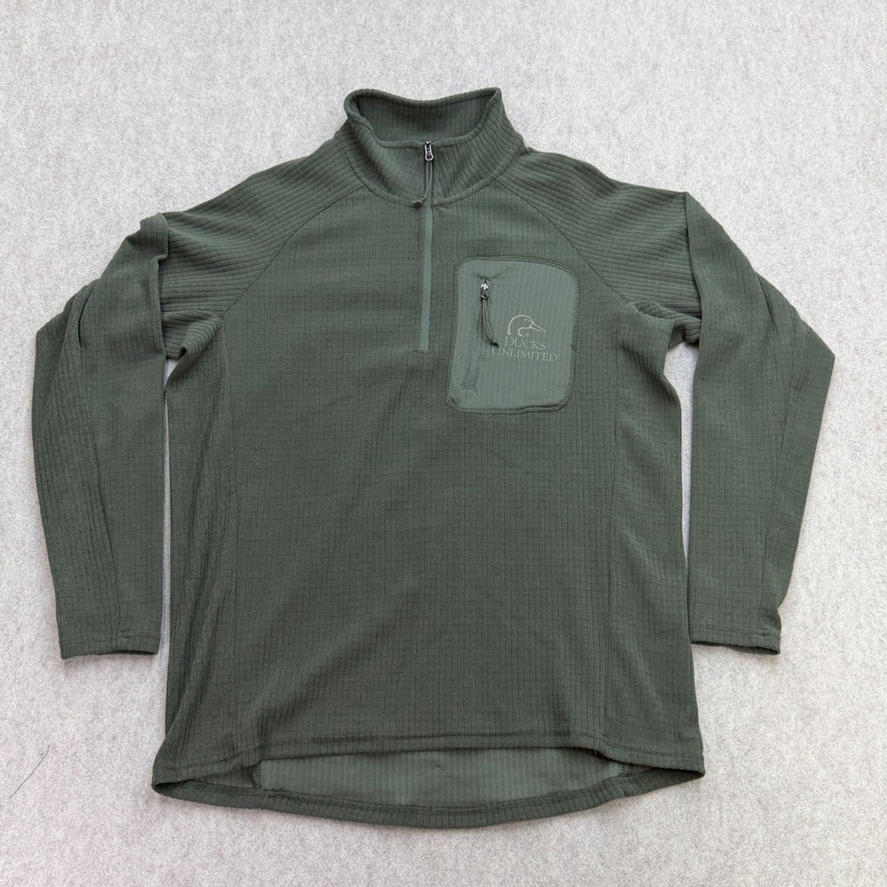 Ducks Unlimited 1/4 Zip Pullover Men M Green Gorpcore Cabincore Hunting Outdoors